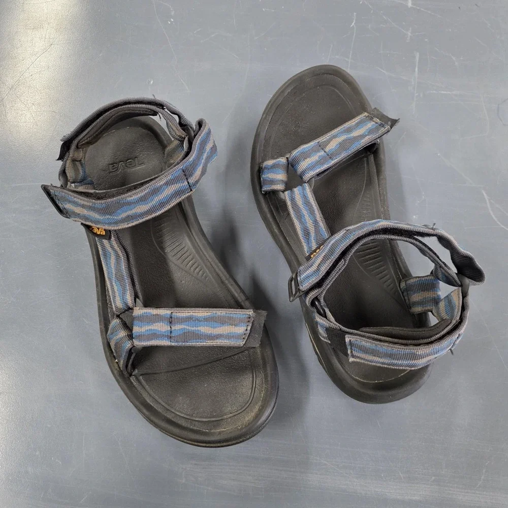 Teva Sandals Mens Size 8 Blue Striped Slide Adjustable Strap Outdoor Sport Shoes